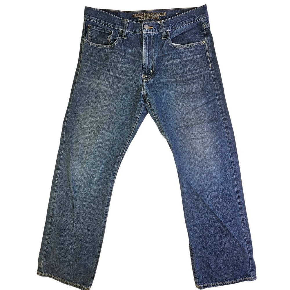 American Eagle Outfitters Loose Fit Mens Jeans Blue Medium Wash 34x32 4017